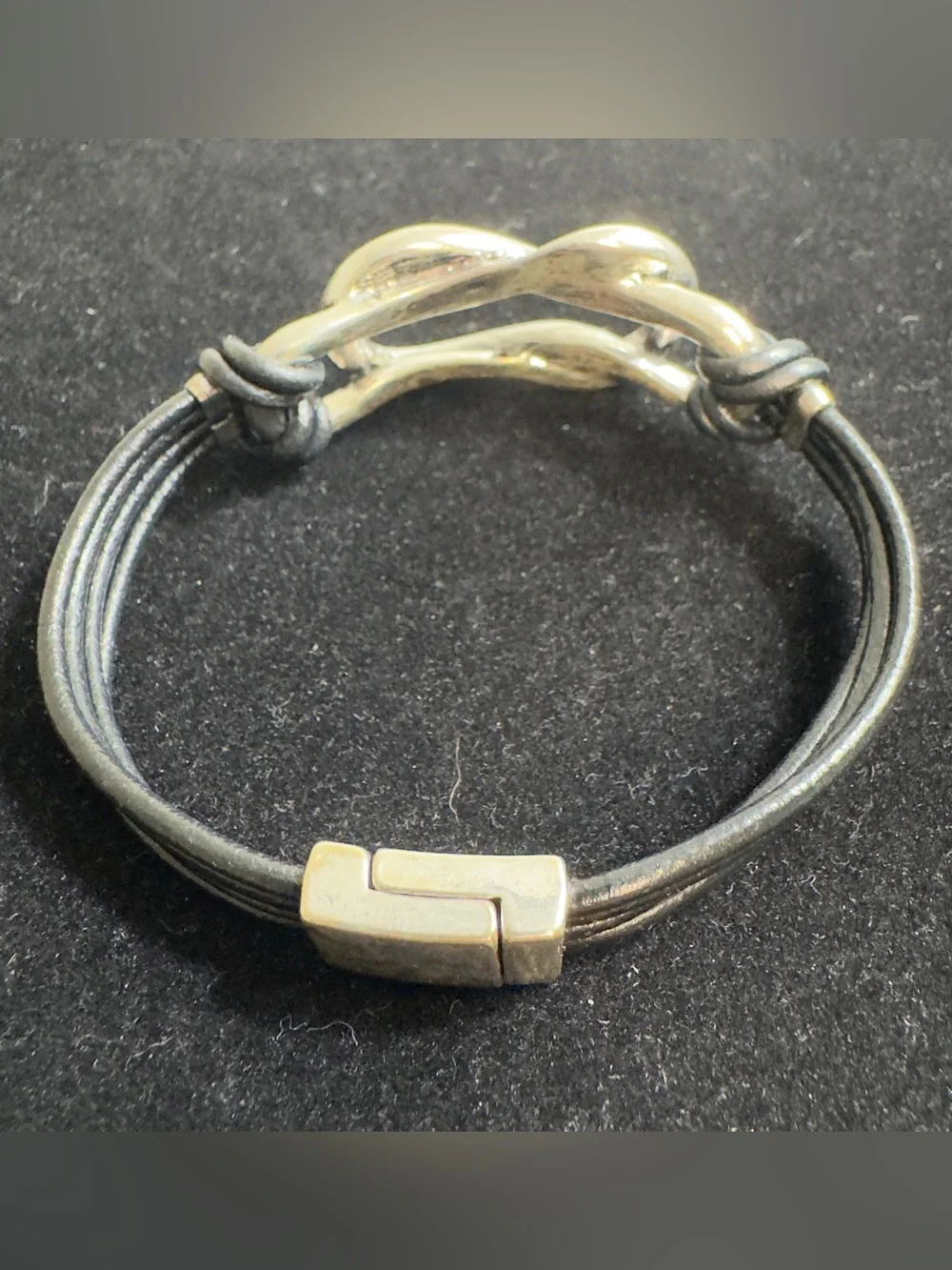 Infinity Love Knot Faux Leather Bracelet / Magnetic Clasp.